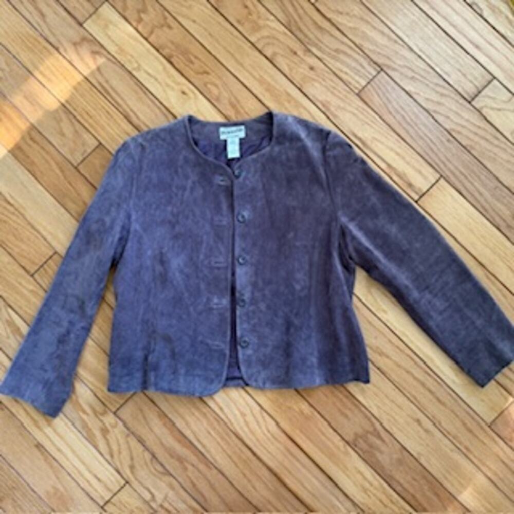Pendleton Purple Suede Coat Button Front Large Lo… - image 1